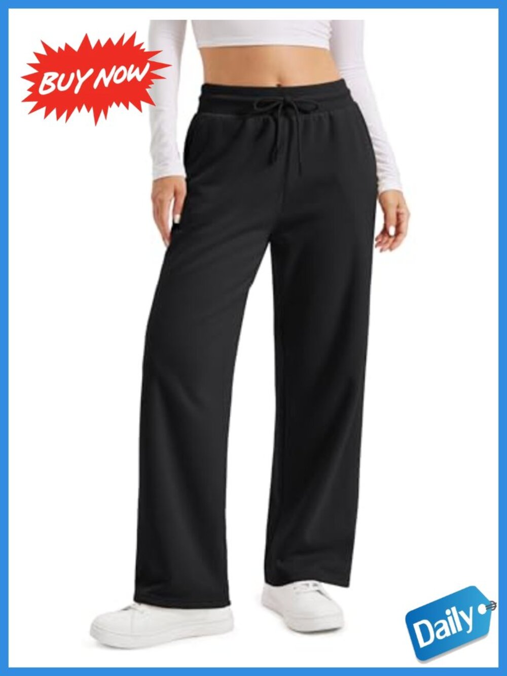 Sherpa Lined Cotton Sweatpants Winter Warm Straight Leg